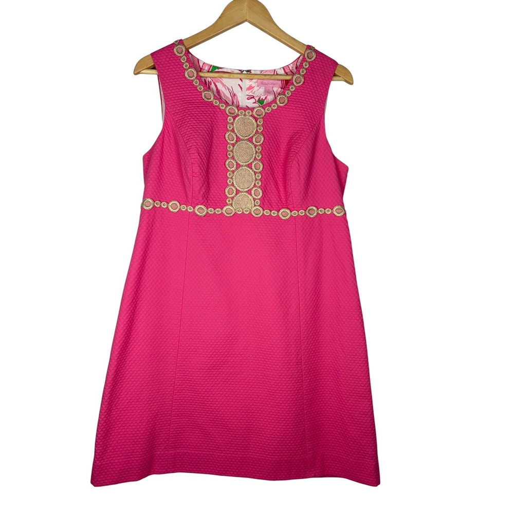 Lilly Pulitzer Rosie Shift Dress Pink/Gold Size 12‎ - Picture 3 of 9